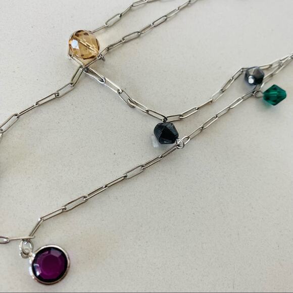 NORDSTROM VINTAGE Silver Double Length Layering Multi Beaded Necklace Jewelry - Picture 3 of 6